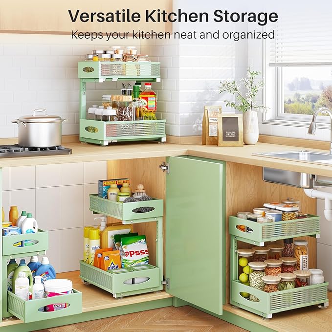 2 Pack Under Sink Organizer, Green