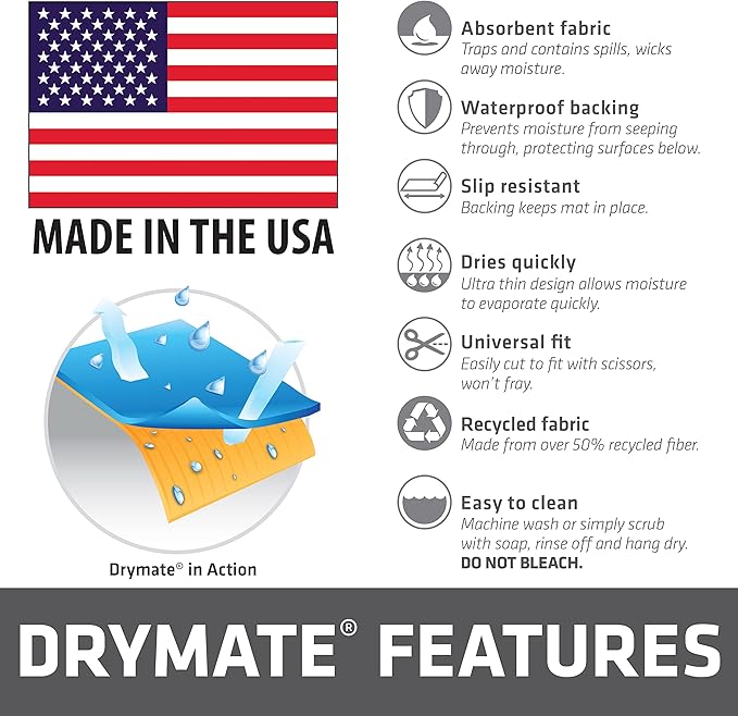 Drymate Premium XL Under Sink Mat, Waterproof Cabinet Protection Mats for Kitchen & Bathroom, Absorbent Shelf Liners, Slip-Resistant, Machine Washable (USA Made)(24”x59”)(Light Grey)(12-Pack)