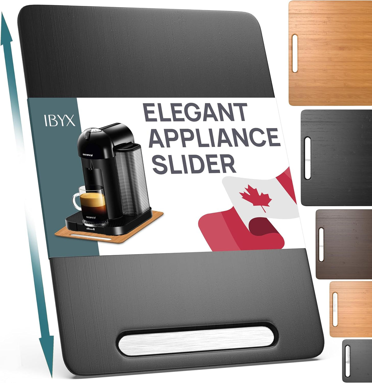 Appliance Slider, Sliding Tray for Coffee Maker, 9.5x14 in, Black