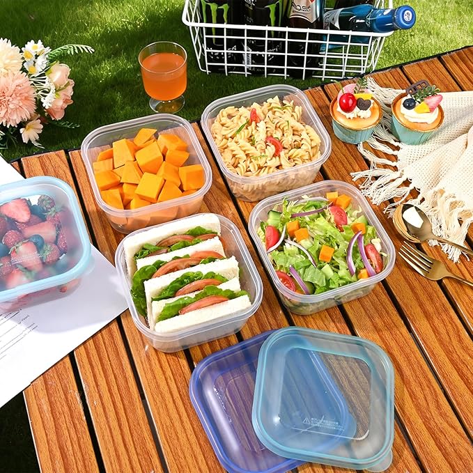 12 Pack Food Storage Containers with Airtight Lids, 22oz Reusable Plastic Meal Prep Containers, Stackable, Freezer & Microwave/Dishwasher Safe for Snacks, Fruits & On-the-Go Meals