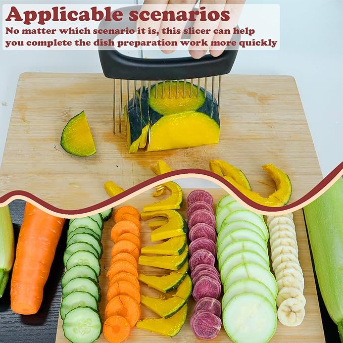 Hendiy Extra-Large Onion Holder for Slicing, 304 Stainless Steel Onion Slicer with 16 Long Needles, Onions Cutter Vegetable Chopper, Extra-Large Tomato Potato Slicer,Meat Tenderizer,Food Slicing Guide