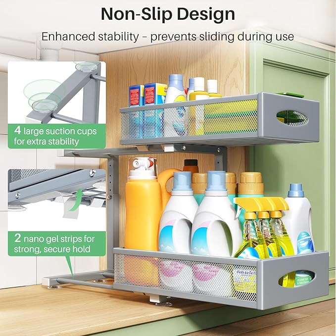 2 Pack Under Sink Organizer, Grey