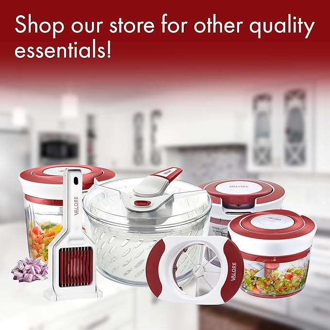 Valore Manual Food Processor Vegetable Chopper Medium 870 mL (3.6 cups) - Easy to Clean Garlic Onion Cutter, Portable All Purpose Quick Chop Kitchen Essential with Whisk Attachment