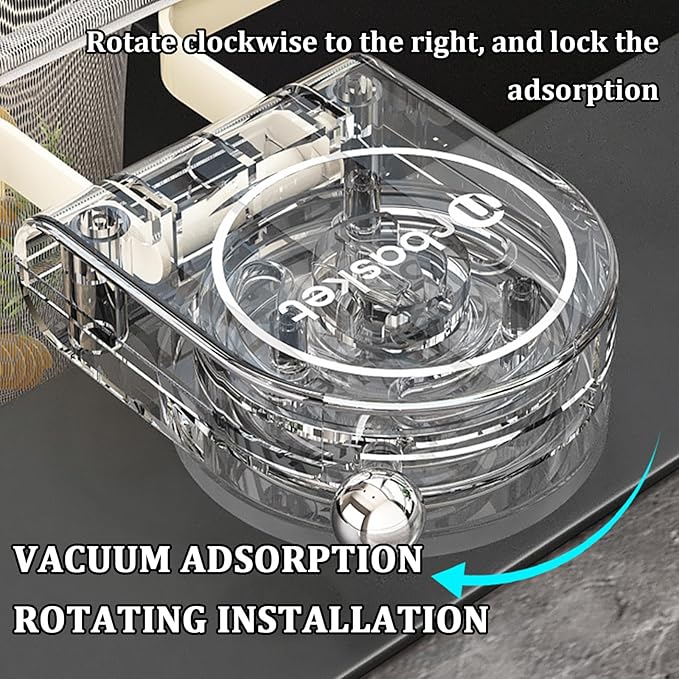 Kitchen Sink Strainer with 100 PCS Filter Mesh Bag, Food Waste Filter Basket, Suction Cup Folding Washing Vegetables and Fruits Drying Bag Holder(Silver)