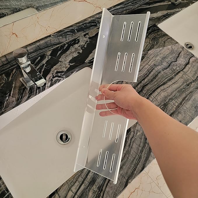 ROYALITA 24 Inch Acrylic Bathroom Shelf Organizer Over The Faucet, Over The Sink Shelf Room Decor, Bathroom Countertop Organizer Kitchen Above Sink Drain Shelf