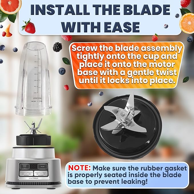 Replacement Blade for Ninja Blender – Compatible with Foodi Power Blender SS100 SS101 SS101C SS150 SS151 SS300 SS350 SS351 SS351TGT CO351B CO101B – Stainless Steel Replacement Blades 7 Fin Male 3.9"