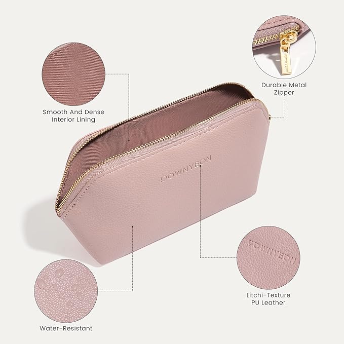 ROWNYEON Small Makeup Bag for Purse, Mini Portable Cosmetic Bags for Women, PU Leather Coin Purse Lipstick Cosmetic Accessories Organizer, Travel Makeup Pouch Zipper Pouch for Men Women