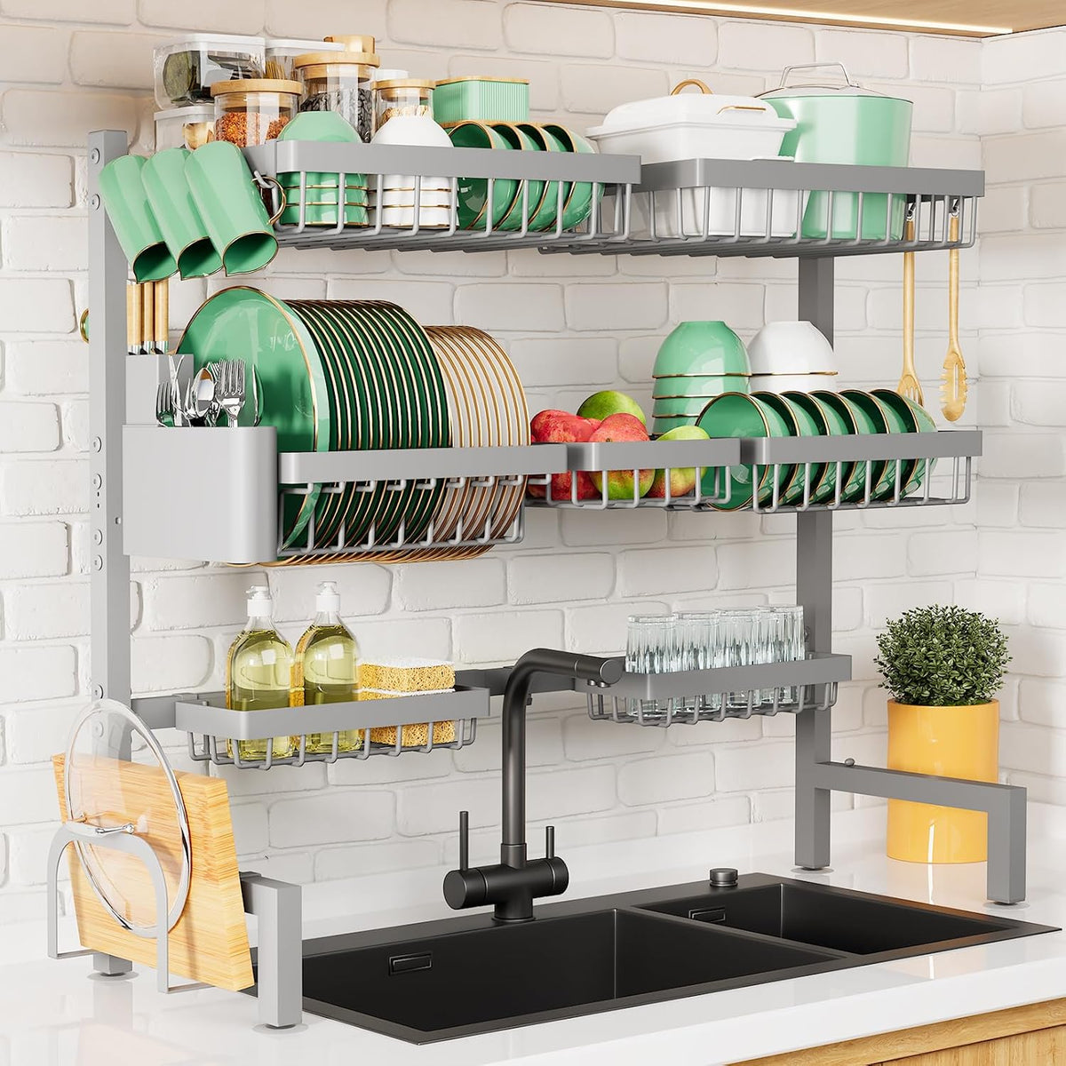 Adjustable Over The Sink Dish Drying Rack, 31.5" -39.4" x 30.3"