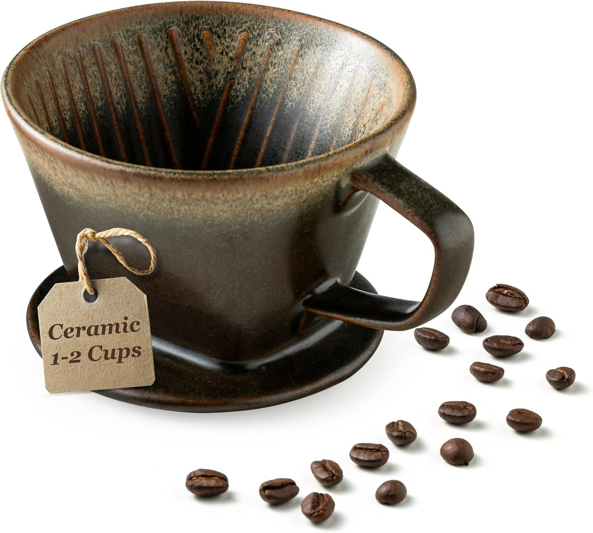 Pour Over Coffee Maker 3 Hole Cone Brewer, Ceramic Coffee Dripper