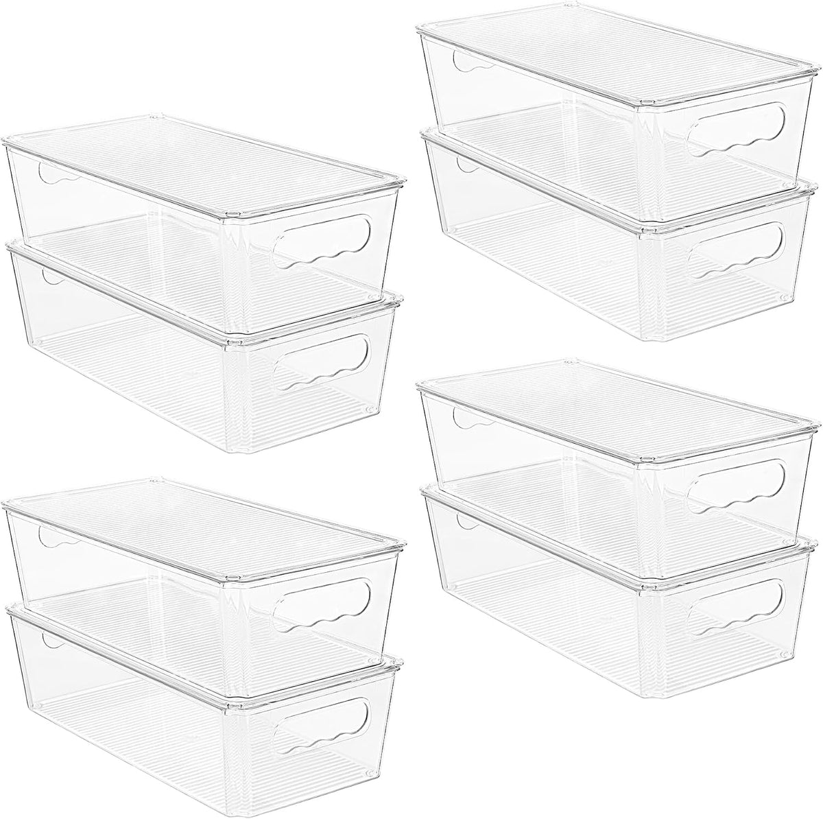 8pcs Clear Stackable Storage Bins with Lids
