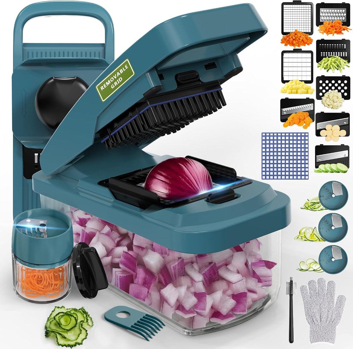 Multifunctional Vegetable Chopper & Mandoline Slicer with Spiralizer