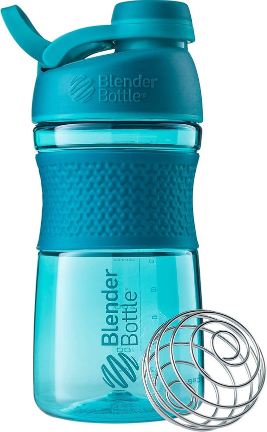 BlenderBottle SportMixer Shaker Bottle Perfect for Protein Shakes and Pre Workout, 20-Ounce, Teal