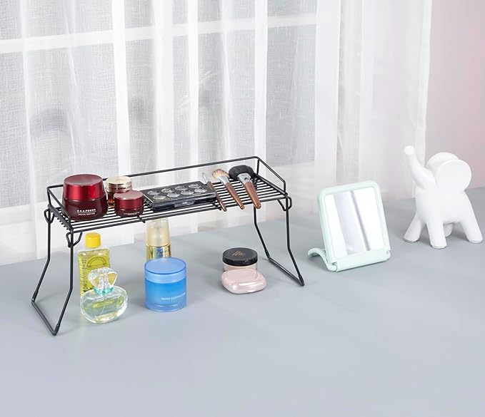 JUNCHU CHERRY Metal The Sink Vanity Organizer, Bathroom or Kitchen Sink Organizer, Feminine Products Organizer (Black)