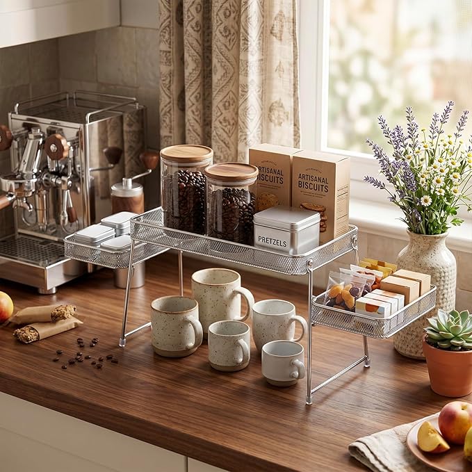 MyGift Chrome Plated Metal Over the Sink Organizer Shelf Rack, 3 Tiered Bathroom or Kitchen Sink Storage Display Caddy