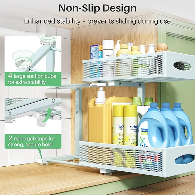 2 Pack Under Sink Organizer, Blue