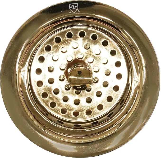 Westbrass D2145-01 3-1/2" Post Style Large Kitchen Sink Basket Strainer, Polished Brass (2-Pack)