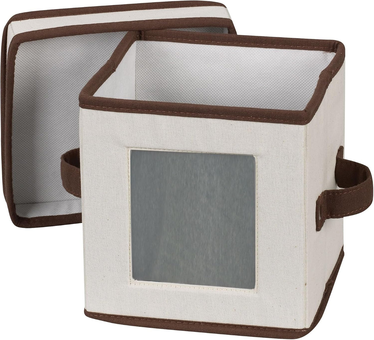 Saucer Storage Box, Holds 12 Saucers with Felt Protectors, Windowed Panel, 2 Riveted Handles, Foldable and Stackable Box