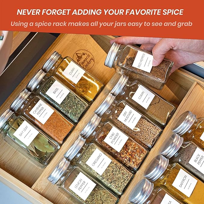 Bamboo Spice Rack Organizer for Countertop - Eco Friendly Seasoning Organizer 3-Tier Spice Shelf - Space Saving Wooden Spice Rack