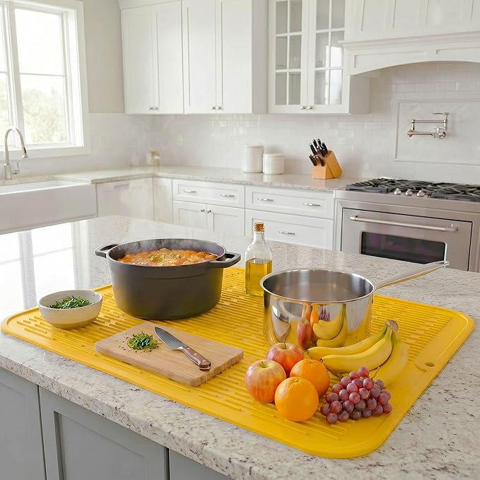 MicoYang Silicone Dish Drying Mat for Multiple Usage,Easy clean,Eco-friendly,Heat-resistant Silicone Mat for Kitchen Counter or Sink