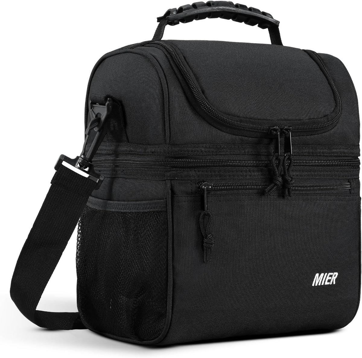 Insulated Lunch Box Bags for Men Women, Dual Compartment, Black