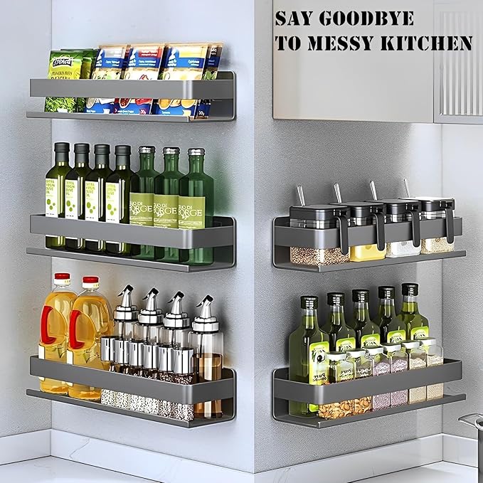 Stainless Steel Detachable Wall Mounted Floating Shelves for Kitchen, Bathroom, Storage Organizer Shelves, Corrosion and Rust Resistant, Set of 1 Gray