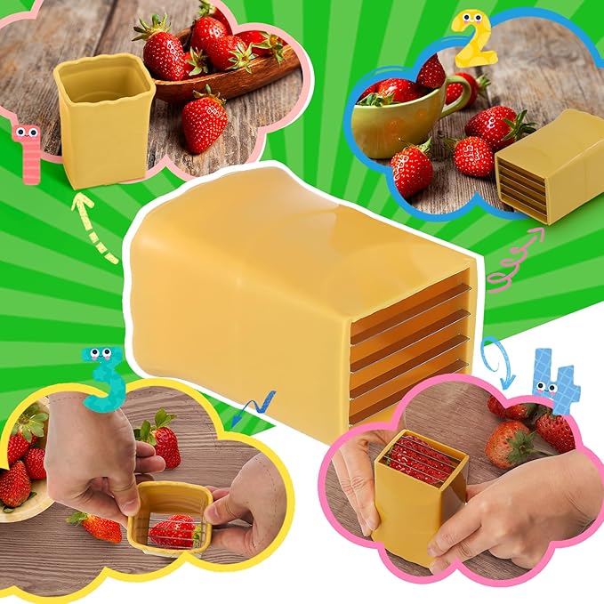 3PCS Fruit Slicer Cup Strawberry Slicer, Strawberries Cutter Cup, Speed Cutter for Banana Grape Egg Kitchen Portable Slicing Tool