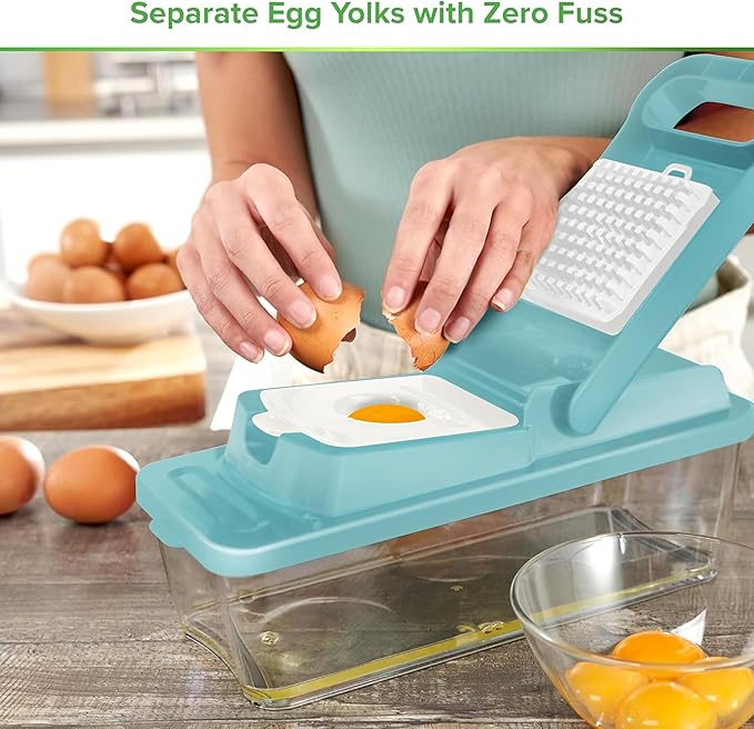 PrepNaturals Vegetable Chopper & Mandoline Slicer - 12 in 1, Blue/White