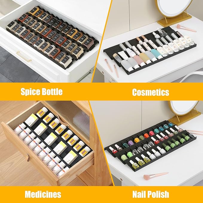 Famhap Spice Drawer Organizer, 24PCS Interlocking Expandable Seasoning Rack Tray Insert for Kitchen Drawers, Spice Rack Drawer for Spice Jars