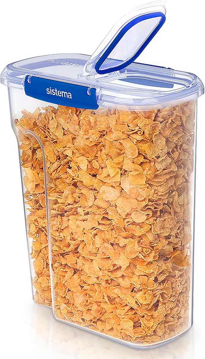 Sistema KLIP IT+ 4.2L Cereal Storage Container, Stackable & Airtight Food Pantry Storage, Dishwasher, Freezer, & Microwave-Safe, BPA-Free