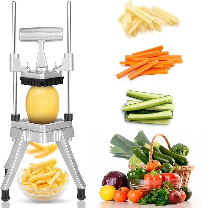 WICHEMI Commercial Vegetable & Fruit Chopper - Stainless Steel Dicer, Cutter for Onions, Potatoes, Peppers & Mushrooms (3/8")