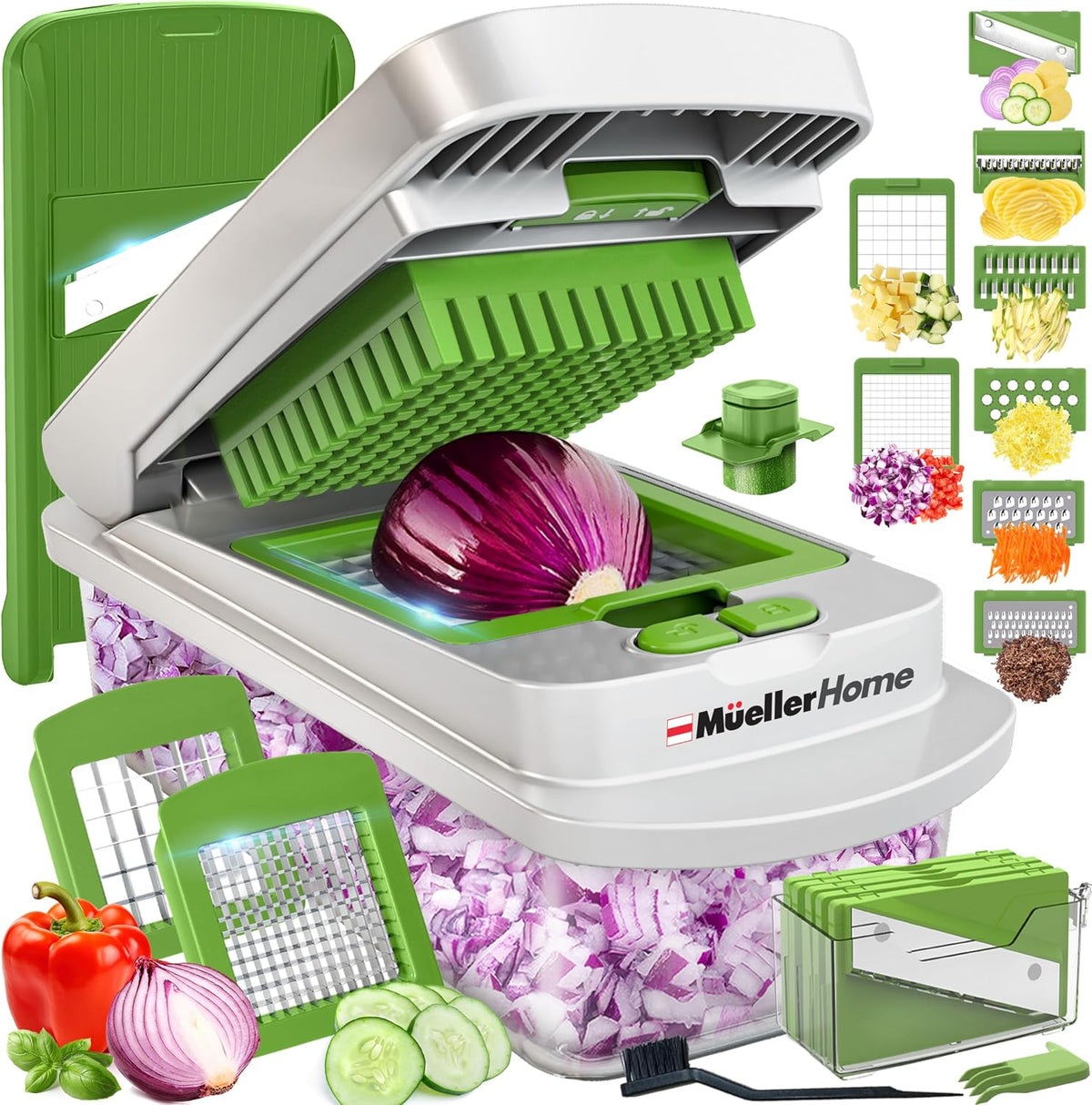 HOME Pro-Series 10-in-1 Vegetable Chopper, 8 Blade Onion Mincer
