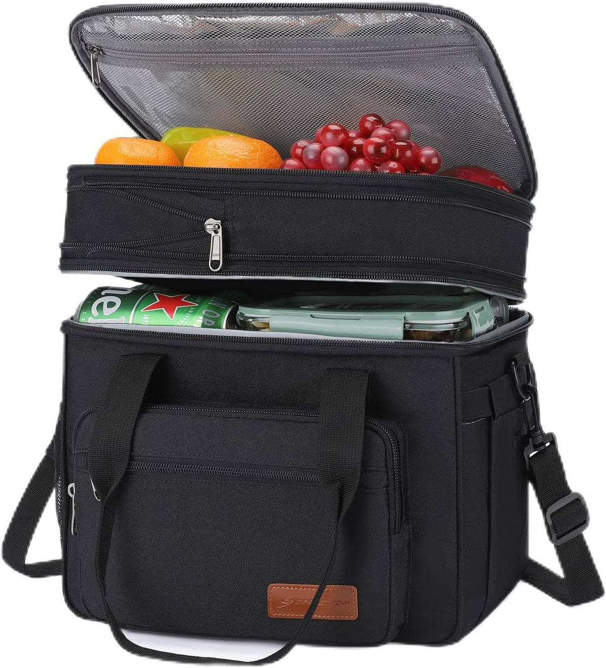 23L Insulated Lunch Box, Expandable Double Deck Cooler Bag