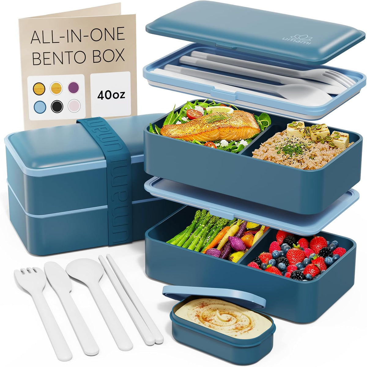 Bento Box Adult, Leakproof, All-in-1 Lunch Containers for Adults