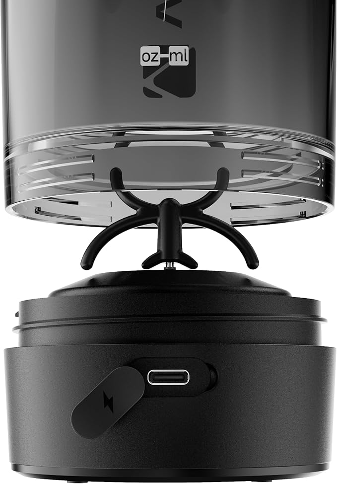 VOLTRX Shaker Bottle, Gallium USB C Rechargeable Electric Protein Shake Mixer, Shaker Cups for Protein Shakes and Meal Replacement Shakes, BPA Free, Made with Tritan, Obsidian Black, 20oz