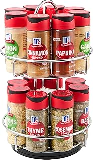 Spice Rack, Two Tier Chrome, Featuring 16 Herbs & Spices for Everyday Cooking, Great Gift for Housewarming, Wedding & Bridal Shower, 26.09 oz