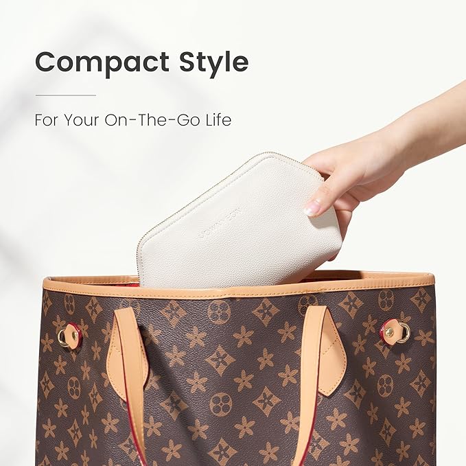 ROWNYEON Small Makeup Bag for Purse, Mini Portable Cosmetic Bags for Women, PU Leather Coin Purse Lipstick Cosmetic Accessories Organizer, Travel Makeup Pouch Zipper Pouch for Men Women