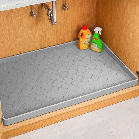 Jin&Bao Waterproof Under Sink Mat 25" x 22", Thick Silicone Mat Cabinet Protector for Kitchen and Bathroom, Shelf Liner, Home Organizer and Storage, Multipurpose Tray for Gadgets and Essentials