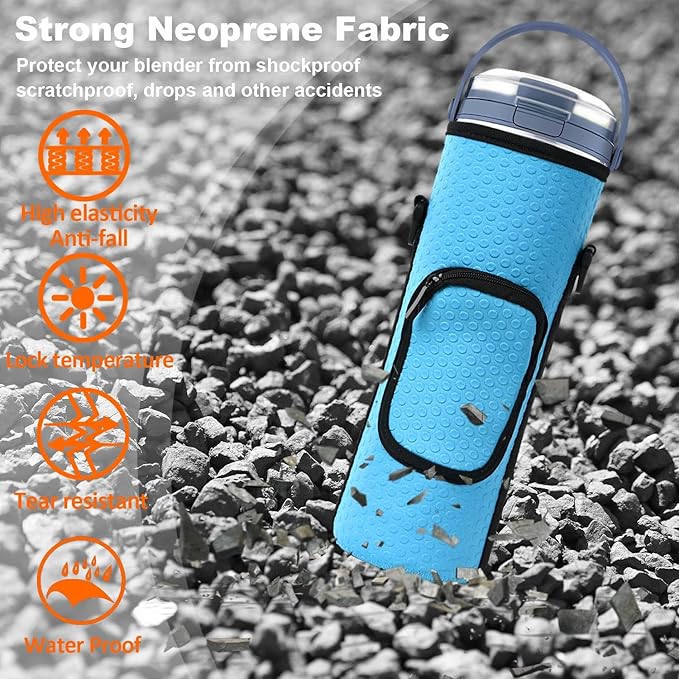 Storage Bag for Ninja Portable Blender Dust Cover Sleeve with Adjustable Shoulder for Ninja BC151NV/BC51NV/BC151BK/BC151CR/BC151EM/ BC151PR/BC151WH/BC155PS Blast Portable Blender (Blue)