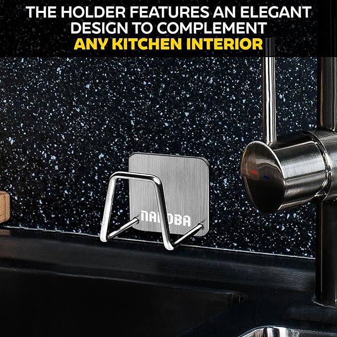 2-Pack Stainless Steel Sponge Holder for Kitchen Sink, Saves Counter Space – Compact Quick-Dry Kitchen Sink Sponge Holder – Easy Adhesive Install, Rust-Resistant | Fits Metal, Glass, Ceramic & Tile