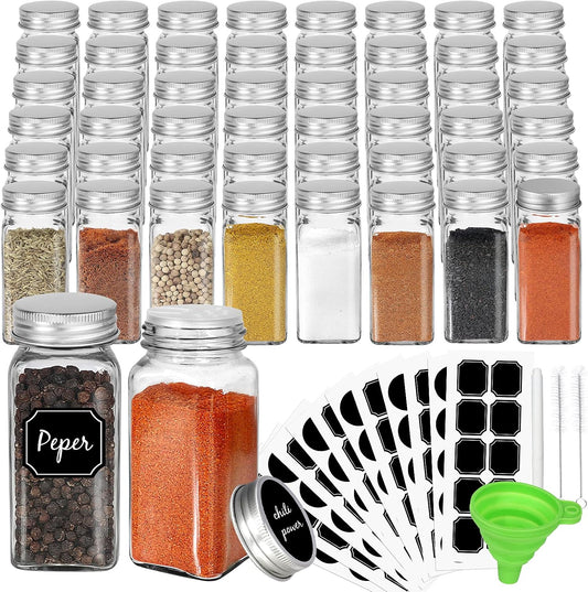 48 Pack 4oz Glass Spice Jars with Metal Caps and Shaker Lid