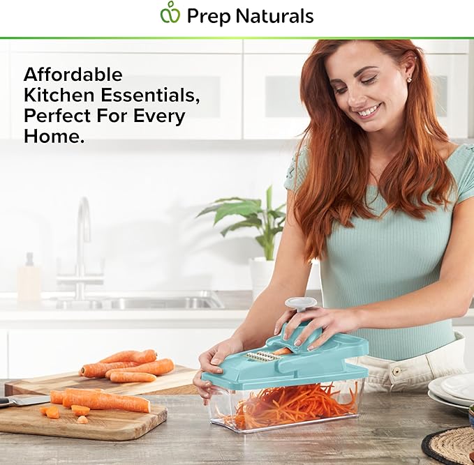 PrepNaturals Vegetable Chopper & Mandoline Slicer - 12 in 1, Blue/White