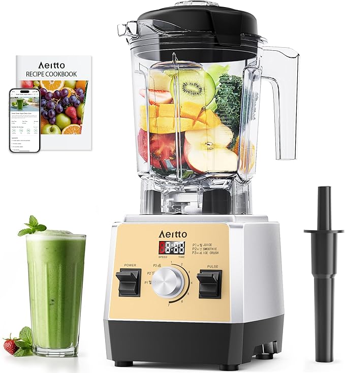 Aeitto Blenders for Kitchen with 68Oz.Jar, 1800W Max Power Smoothie blender, 3 Preset Programs & 7 Speeds, Professional Countertop Blender for Smoothies, Ice Crush, Frozen Drinks, Yellow
