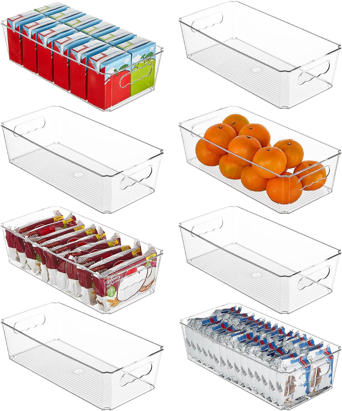 8pcs Clear Storage Bins with Handles