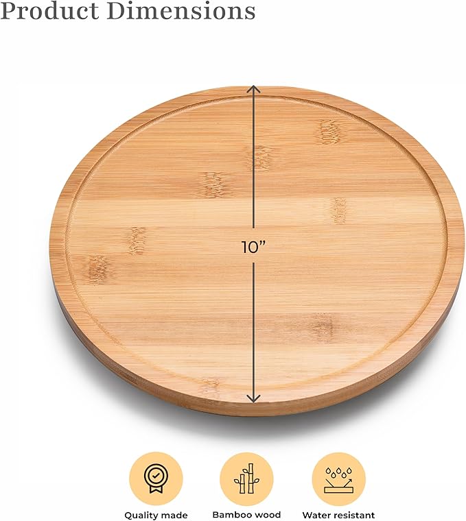 Prosumer's Choice Bamboo Lazy Susan Spinning Organizer Turntable - 10x10-Inch Revolving Condiment and Spice Rack - Multipurpose Rotating Bamboo Wood Organizer for Kitchen Countertop or Bathrooms
