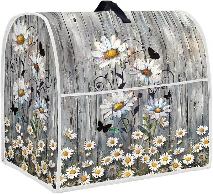 Daisy Stand Mixer Cover with Pockets Machine Washable Food Processor Protector Fingerprint Resistant Kitchen Appliance Dust Cover for All Tilt Head and Lift Bowl Model Mixers