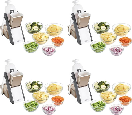 Dash Safe Slice® Mandoline - Compact,Foldable Food Slicer - Slice,Dice,Julienne & More - Perfect for Quick Food Prep - Recipe Guide Included - Cool Grey,(Pack of 4)