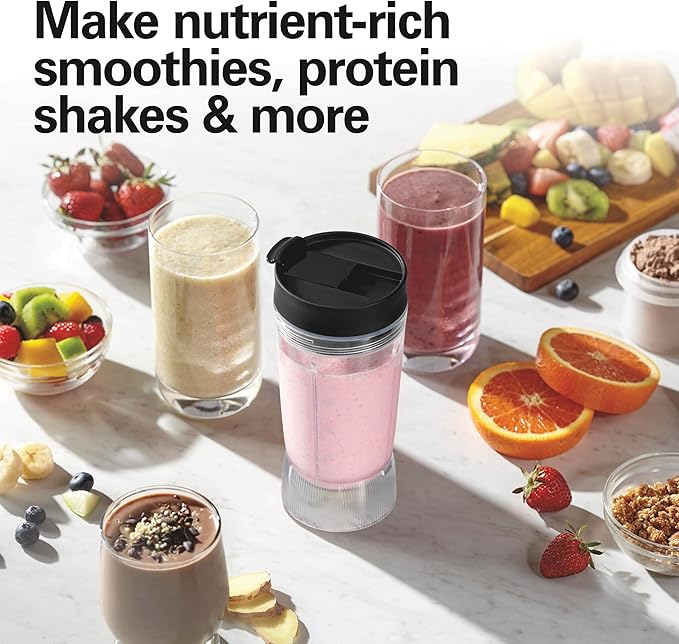 Beach Personal Blender With Leak-Proof Travel Lid - 14 oz. Jar - Black - Stainless Steel - Watts 300 - Personal Blender - 3.94 x 4.13 x 12.20 Inches