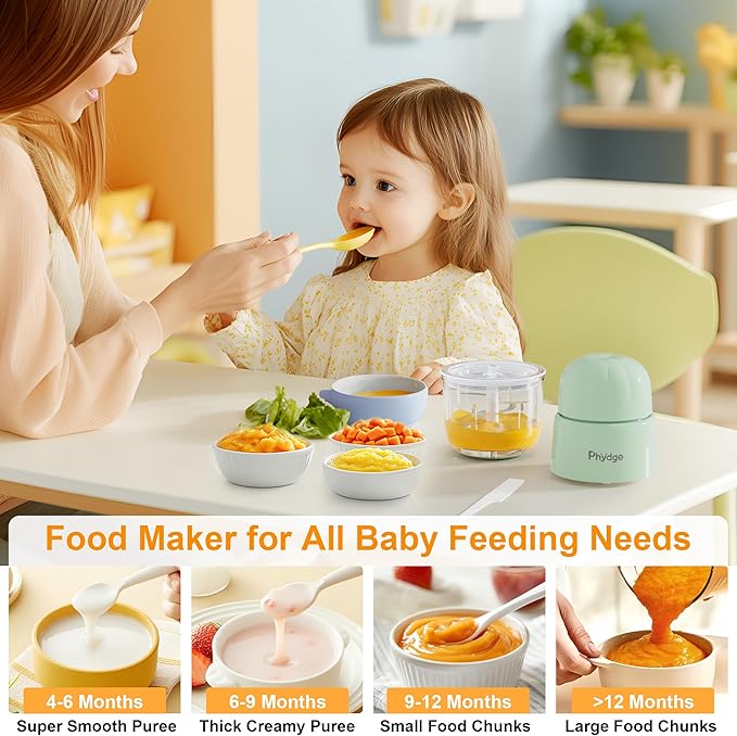 Baby Food Maker, Green Baby Food Blender, 10oz Baby Food Puree Maker, Food Processor for Baby Foods Fruit Vegetable Meat, 10-Second Quick Soft Food Prep for Baby