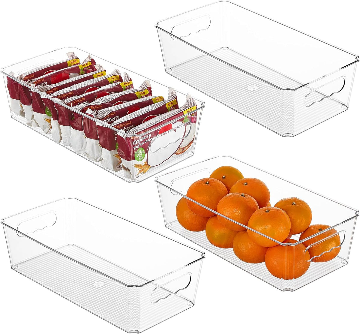 4pcs Clear Storage Bins with Handles