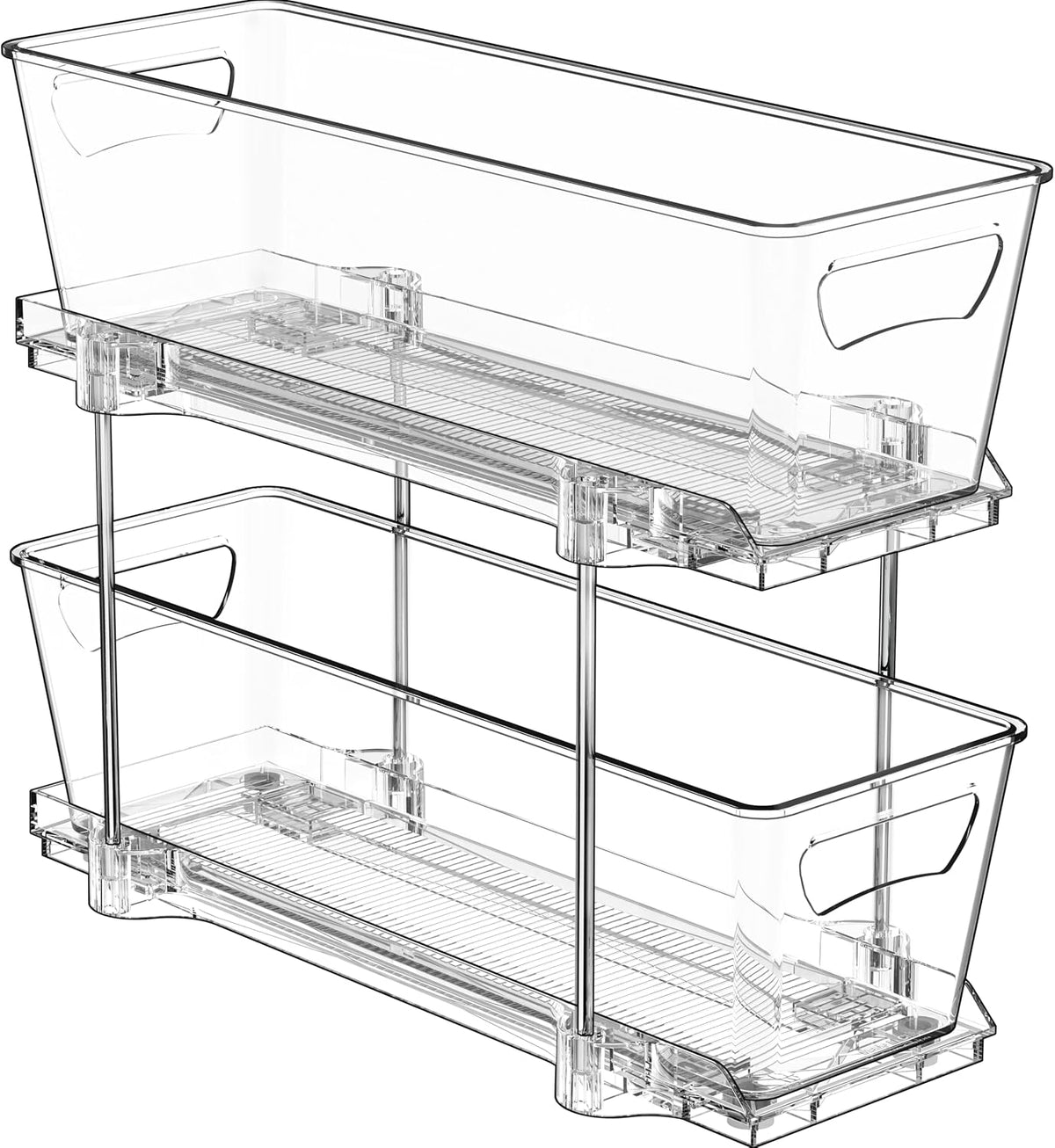 2 Tier Narrow Drawer Cabinet Pull-Out Organizer, Clear